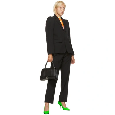 Shop Balenciaga Black Wool Front Pleat Trousers In 1000 Black