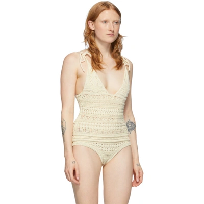 Shop Isabel Marant Off-white Fuzz Bodysuit In 23ec Ecru