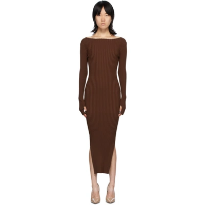 Shop Totême Brown Orville Dress In 899 Dark Br