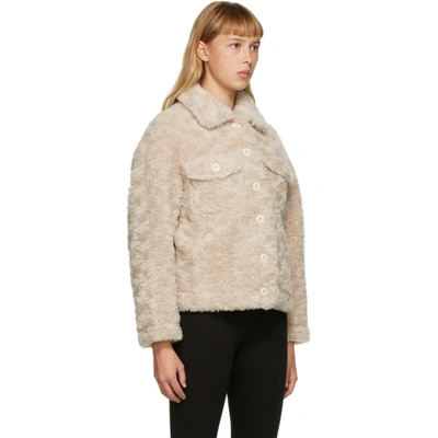 Shop Yves Salomon Beige Wool Shirt Jacket In A2154 Albat