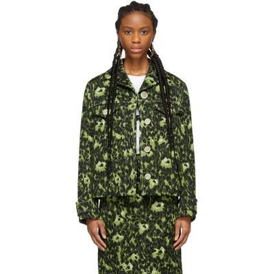 Shop Marni Green Camouflage Cheetah Print Jacket In Wiv69 Green