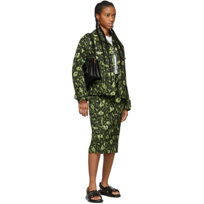 Shop Marni Green Camouflage Cheetah Print Jacket In Wiv69 Green