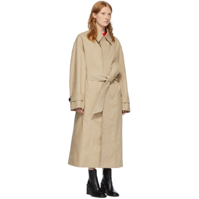 Shop Ami Alexandre Mattiussi Beige Mac Trench Coat In 263 Argile