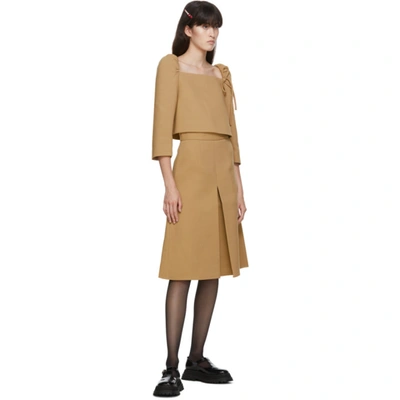 Shop Shushu-tong Tan Single Pleat Skirt In Ca100 Camel