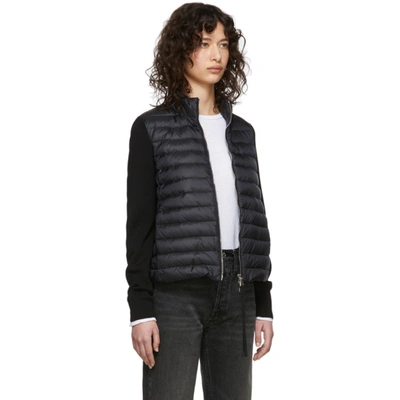 Shop Moncler Black Down Knit Zip-up Jacket In Black Fill: 90% Goose Down, 10% Goose Feathers.