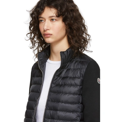 Shop Moncler Black Down Knit Zip-up Jacket In Black Fill: 90% Goose Down, 10% Goose Feathers.