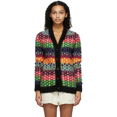 Shop Agr Multicolor Mohair Diamond Cardigan In Multi Diamo