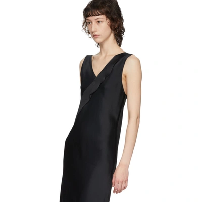 Shop Helmut Lang Black Double Satin Sash Dress