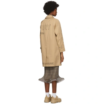 Shop Burberry Beige Gabardine Horseferry Trench Coat In Honey