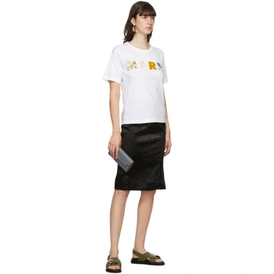 Shop Marni White Patchwork Logo T-shirt In 00w01 Lily