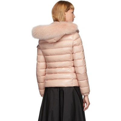 Shop Moncler Pink Down Badyfur Jacket In 512 Pink