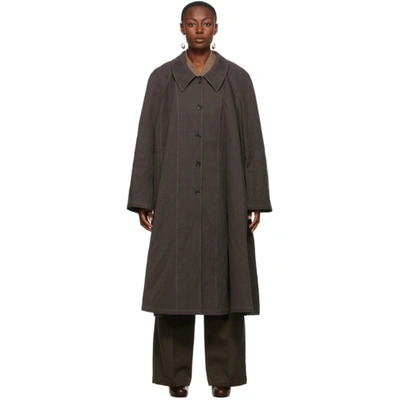 Shop Lemaire Taupe Canvas Overcoat In 959 Zinc