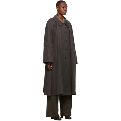 Shop Lemaire Taupe Canvas Overcoat In 959 Zinc