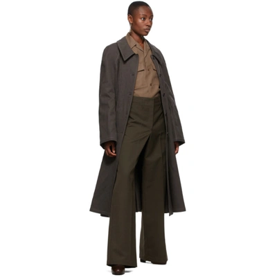 Shop Lemaire Taupe Canvas Overcoat In 959 Zinc