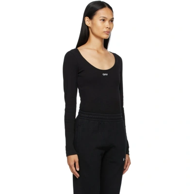 Shop Off-white Black Rib Long Sleeve Bodysuit