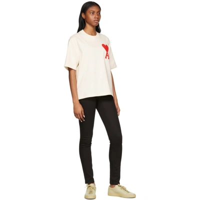 AMI ALEXANDRE MATTIUSSI SSENSE EXCLUSIVE OFF-WHITE AMI DE COEUR T-SHIRT 