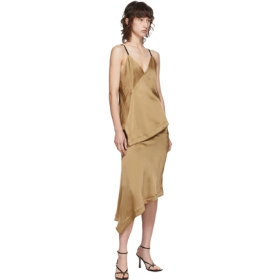 Shop Helmut Lang Tan Satin Scarf Tank Top In Trench