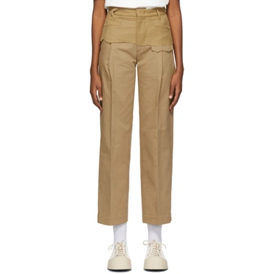 Shop Ader Error Tan Twofold Trousers In Brown