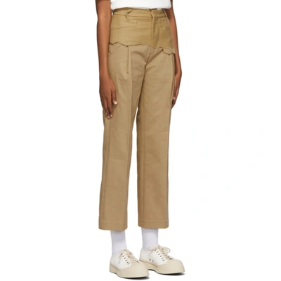 Shop Ader Error Tan Twofold Trousers In Brown