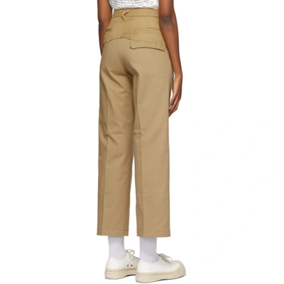 Shop Ader Error Tan Twofold Trousers In Brown