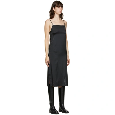 Shop Jil Sander Black Slip Long Dress In 001 - Black