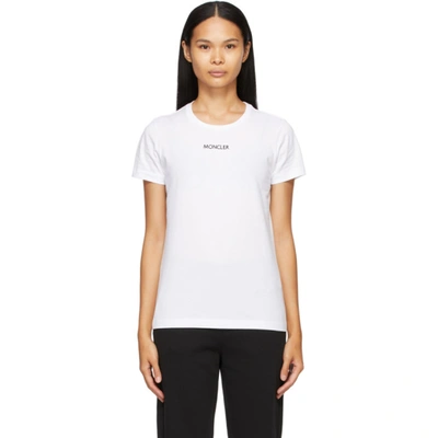 Shop Moncler White Logo Type T-shirt In 001 White