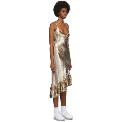 Shop Collina Strada Gold Velvet Michi Mid-length Dress In Silver