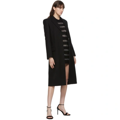 Shop Saint Laurent Black & Silver Mohair Sequin Striped Dress In 1081 Blk/si