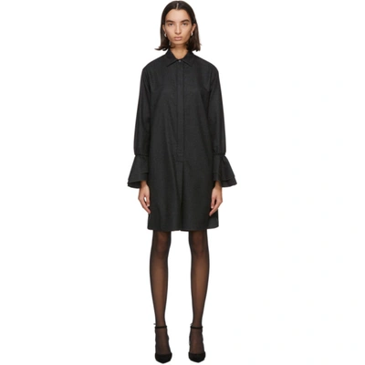 Shop Max Mara Grey Wool Segovia Flannel Shirt Dress In 001 Drkgry