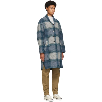 Shop Isabel Marant Étoile Blue Wool Gabriel Blanket Coat In 30gb Greyis