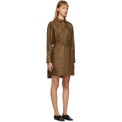Shop Partow Brown Coated Linen Helena Shirt Dress In Coffee