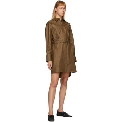 Shop Partow Brown Coated Linen Helena Shirt Dress In Coffee