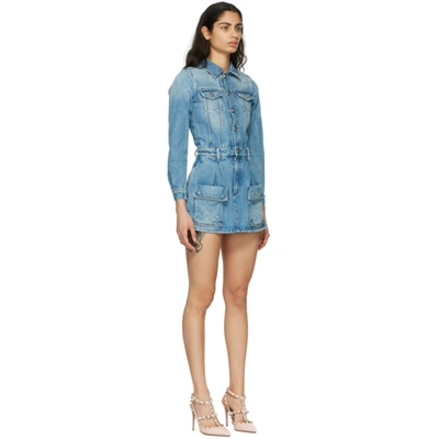 Shop Red Valentino Blue Denim Playsuit Short Dress In 558 Medium Blue