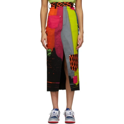 Shop Agr Multicolor Pocket Skirt In Green Strip