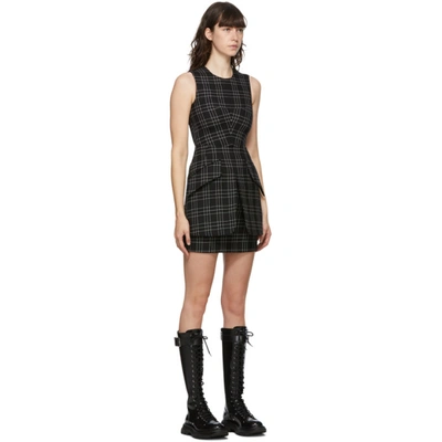 Shop Alexander Mcqueen Black & White Wool Check Dress In 1080 Blk/iv