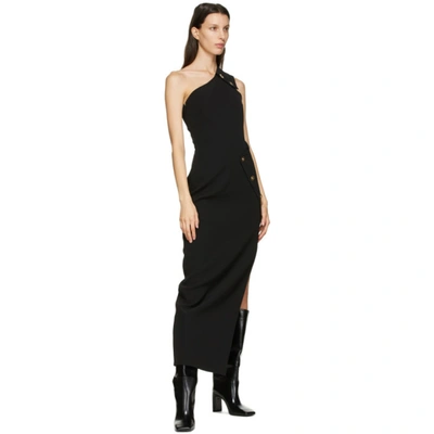 Shop Versace Black One Shoulder Slit Dress In A1008 Nero
