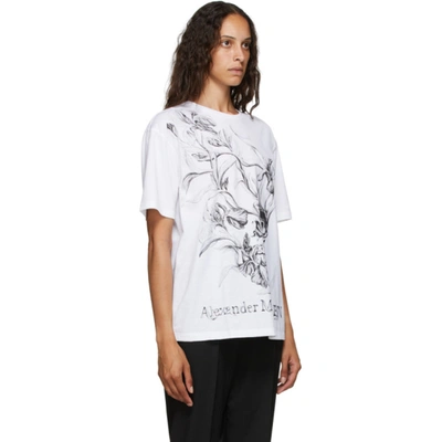 Shop Alexander Mcqueen White Iris Skull T-shirt In 0900 White