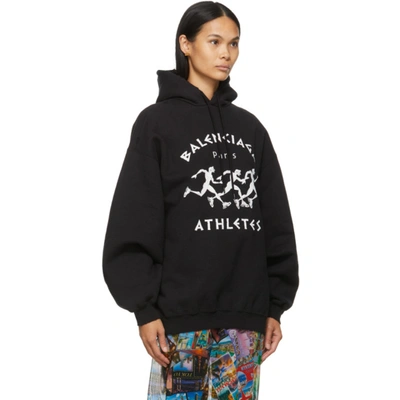 Shop Balenciaga Black Marathon Hoodie In 1070 Blk/wt