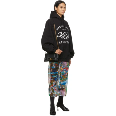 Shop Balenciaga Black Marathon Hoodie In 1070 Blk/wt