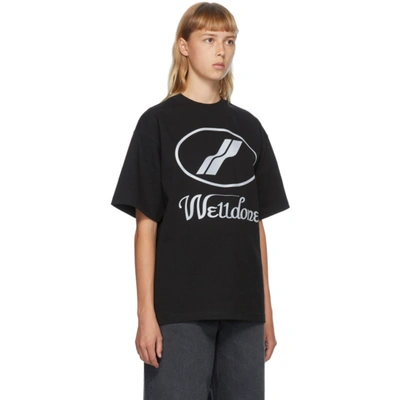 Shop We11 Done We11done Black Reflective Logo T-shirt