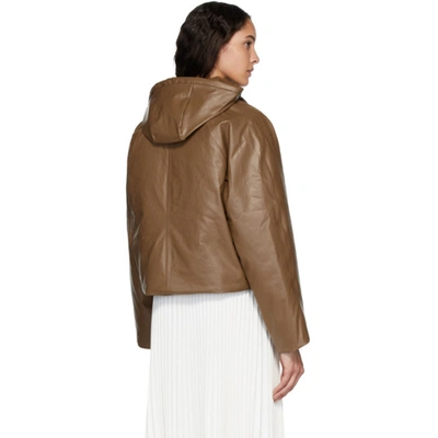 Shop Kassl Editions Tan Down Oil Cropped Puffer Jacket In Camel