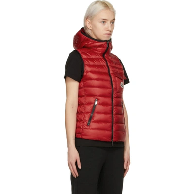Shop Moncler Red Longue Saison Down Glyco Vest In 455 Red
