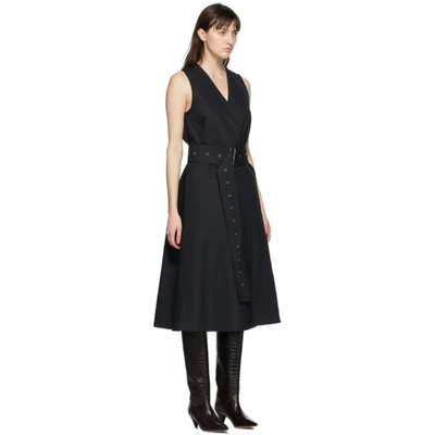 Shop Joseph Black Wool Dorail Faille Belted Dress In 0010 Black