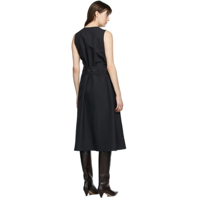 Shop Joseph Black Wool Dorail Faille Belted Dress In 0010 Black