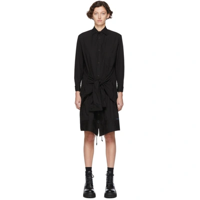 Shop Regulation Yohji Yamamoto Black R-up/down Shirt Dress In 2 Black