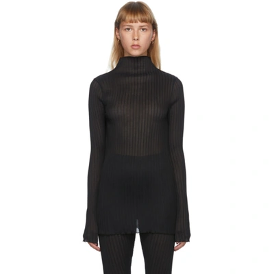 Shop Jil Sander Black Pleated Turtleneck In 001 Black