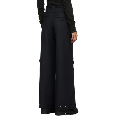 Shop Ganni Navy Wool Suiting Trousers In 683 Sky Cap