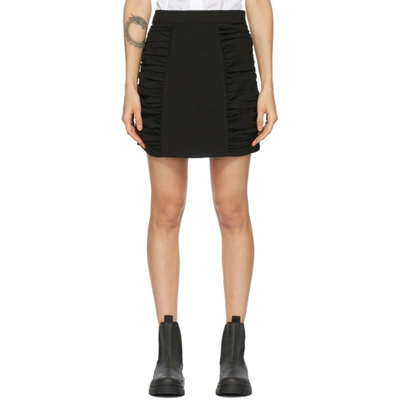 Shop Ganni Black Heavy Crêpe Miniskirt In 099 Black