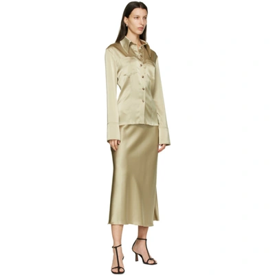 Shop Nanushka Beige Tippi Shirt In Sage