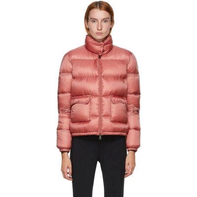 Shop Moncler Pink Down Lannic Jacket In 544 Dkpink